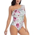 thumbnail image 3 of Honeii Lilies Flowers for women's one-piece swimsuit featuring a chic one-shoulder design experience elegance and style in the water-X-Large, 3 of 6