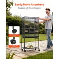 thumbnail image 5 of KFFKFF Spacious Bird Cage, 24.6 x 16.7 x 53.9 inch, Flat Top Design, Durable Wrought Iron Construction with Perches, Removable Tray, Feeders, and Wheels, Suitable for Parrots, Blue Tits, Cockatiels, 5 of 9