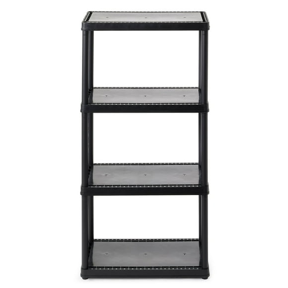 Gracious Living 4 Shelf Fixed Height Light Duty Storage Unit, Black (2 Pack)