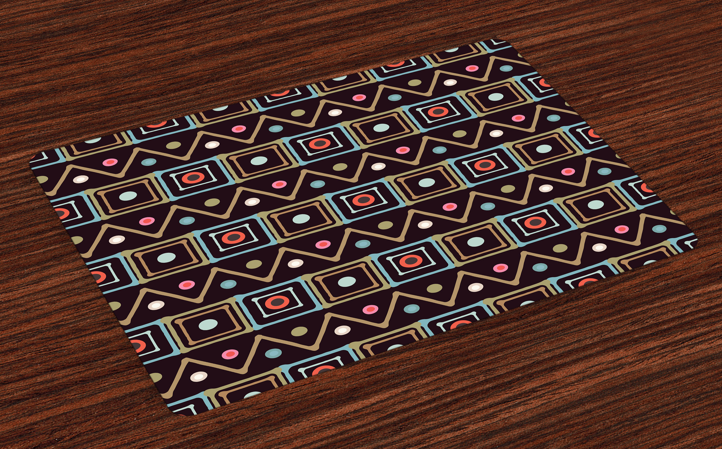 African Placemats Set of 4 Horizontal Native Borders in Lively Colors