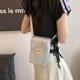 thumbnail image 4 of Mini bolso acolchado para teléfono, pequeño bolso cruzado con cierre de cerradura para mujer para viajes al aire libre, 4 of 4