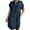 Dark Blue, variant on Women Summer Casual Plus Size Dresses Solid Color Lapel Collar Short Sleeve Jean Dress Button Down Straight Denim Mini Loose Dress with Pockets