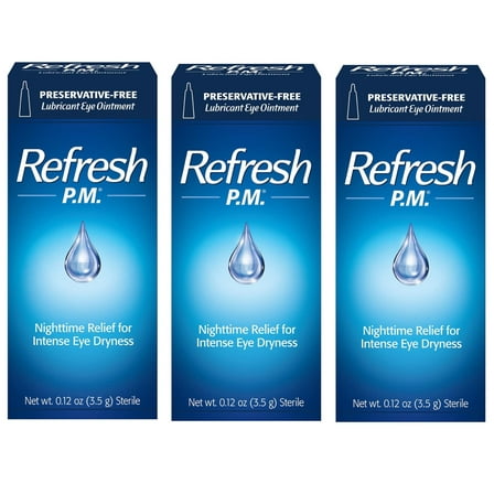 Refresh PM Lubricant Eye Ointment Nighttime Relief For Dry Eye - 3.5 Gm, 3 Pack