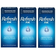 Refresh PM Lubricant Eye Ointment Nighttime Relief For Dry Eye - 3.5 Gm, 3 Pack