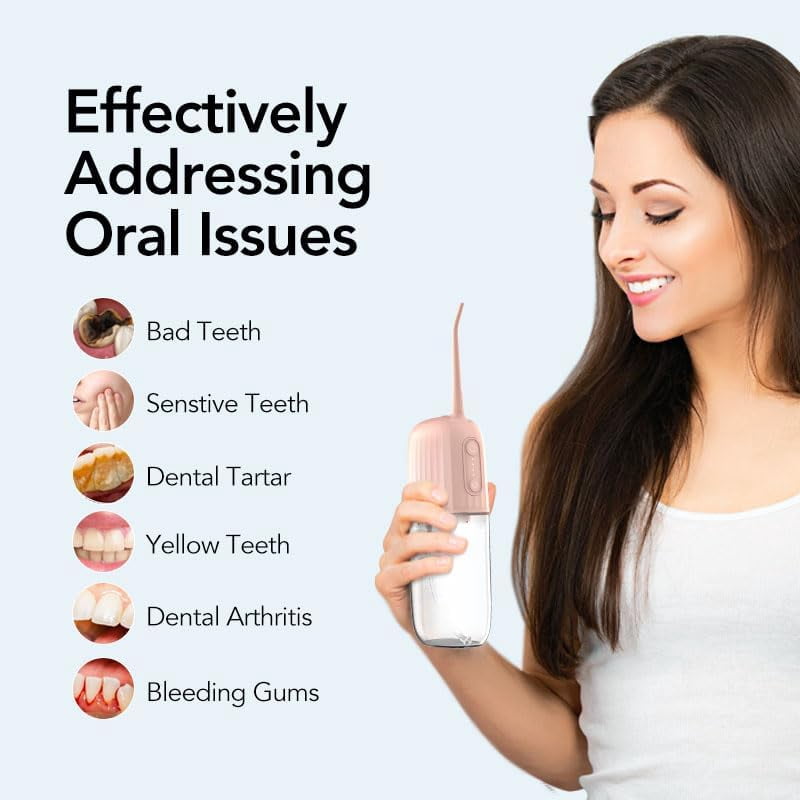 Water Flossers for Teeth Cleaning Upgraded 200ml Cordless Water Dental Flossers Portable Rechargeable Oral Irrigator with 4 Modes 4 Jet Tips IPX7 Waterproof Water Floss for Home Travel (Black)