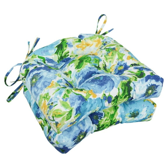Blazing Needles 16-inch Polyester Patterned Outdoor U-shaped Chair Cushions (Set of 2)