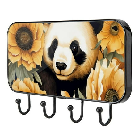 

Panda Among Sunflower Self Adhesive Towel Coat Wood Iron Hooks for Home Keys Door Outdoor Home Improvement Utility Hook