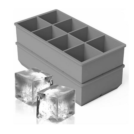 

Large Ice Tray Molds For Making 8 Giant Ice Cubes For Whiskey 2 Pack