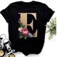 thumbnail image 1 of Nombre personalizado letra combinación moda mujer camiseta flor letra fuente ABCDEFG manga corta Tops negro camiseta ropa Tan Jianjun unisex, 1 of 2