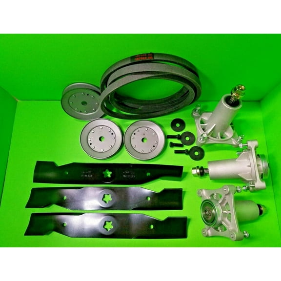 Husqvarna YTH24K48 YTH2348 48" Lawn Mower Deck Rebuild Kit with Spindles, Blades, Belt, & Pulleys