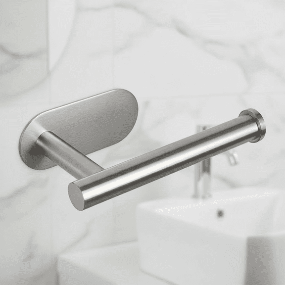 Self Adhesive Toilet Paper Holder, Premium Thickened Rustproof Stainless Steel No-Drill Bathroom Roll Holder for Bathroom Kitchen Washroom, Brushed Nickel Finish (1 Pack)