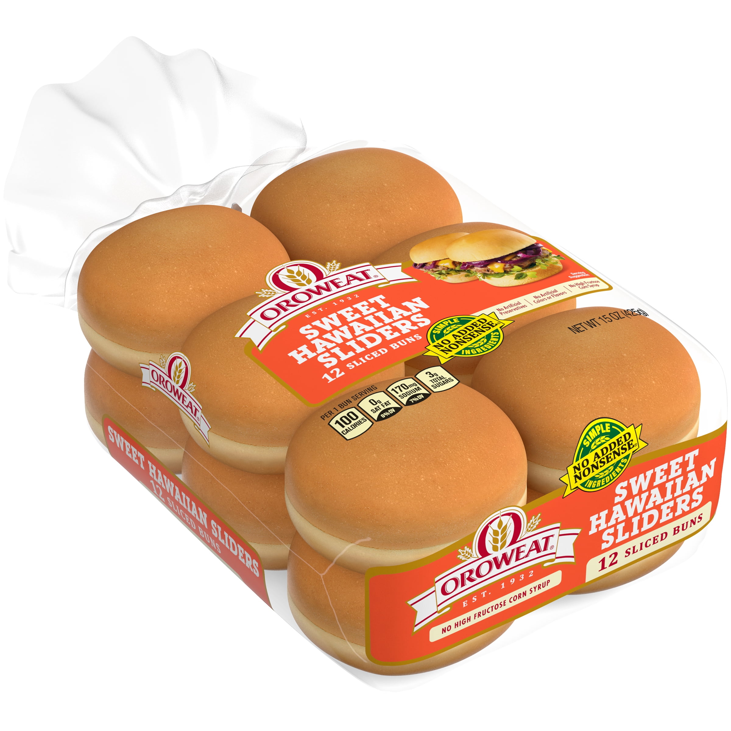 Oroweat Sweet Hawaiian Slider Buns, 12 count, 15 oz