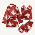 thumbnail image 3 of WTXUE Pajama Sets for Women | Pajamas Polyester Printed Daily Woman | 3-Piece Burgundy M, 3 of 9