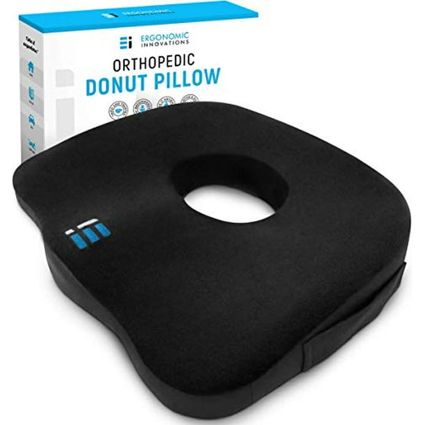 Ergonomic Innovations Orthopedic Donut Pillow Memory Foam Chair Seat Cushion for Tailbone and