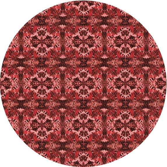 Ahgly Company Indoor Round Patterned Cranberry Red Area Rugs, 7' Round