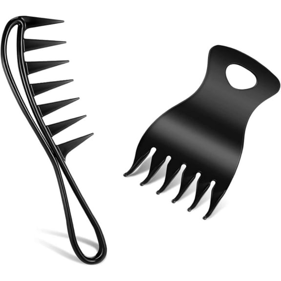 2 Pack Heat Resistant Men Styling Comb Set Wide Teeth Fork Comb Hair Pick Comb for Men Hair Styler and Women Hair Hairstyle