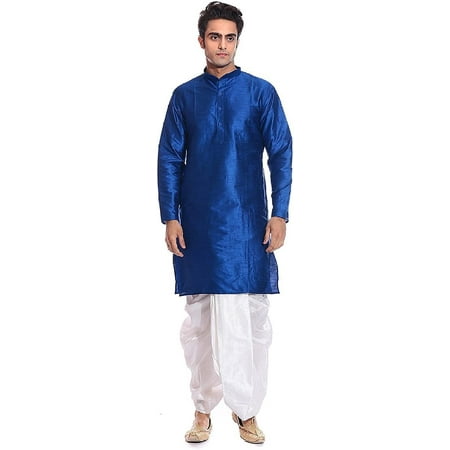 

Royal Kurta Men s Silk Blend Dhoti Kurta Set (Blue Large)