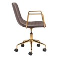 thumbnail image 3 of ZUO Eric Office Chair Brown & Gold, 3 of 10