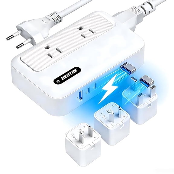 BESTEK 220V to 110V Voltage Converter 35W USB-C PD 300W AC Peak, US to Europe Travel Adapter for EU/UK/FR/DE/ES/AU, for Hair Straightener & Curling Iron