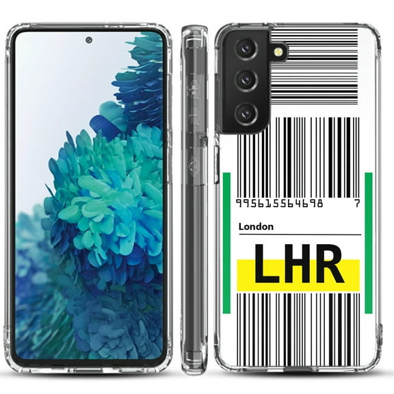 Shockproof Hybrid Bumper Phone Case for Samsung galaxy S21  5G / S21 Plus 5G, by OneToughShield ® - Airport Tag / London
