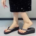thumbnail image 6 of hlysgo Women's Sparkly Rhinestone Platform Flip Flops Thong Sandals Flower Slip on Wedge Sandals Black 6.5, 6 of 6