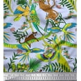 thumbnail image 1 of Soimoi Japan Crepe Satin Fabric Branches,Parrot & Leopard Jungle Printed Craft Fabric by the Yard 42 Inch Wide, 1 of 1