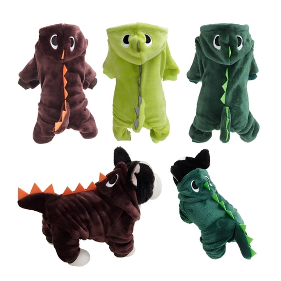 TELOLY Halloween Pets Dog Hoodie Clothes Dinosaur Party Cosplay Costume, Dark Green XS