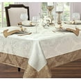 thumbnail image 6 of Newbridge Valencia Two Tone Bordered Damask Fabric Tablecloth, Wrinkle and Stain Resistant Fine Dining Holiday Hotel Quality Tablecloth, 52 Inch x 70 Inch Oblong/Rectangle, Antique Ivory/Gold, 6 of 7