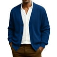 thumbnail image 2 of Dwellite Mens Cardigan Sweater Loose Fit Button Up Plus Size Cardigan Spring Dressy Casual Long Sleeve Ribbed Knitted Sweater Royal Blue 4XL, 2 of 7