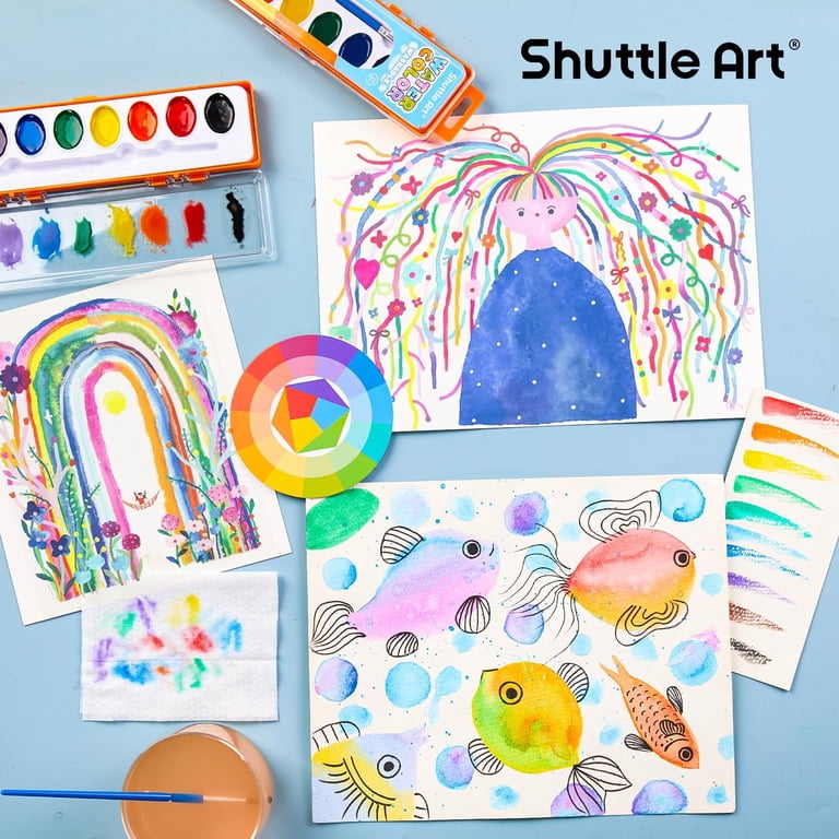 Shuttle Art 24-Pack Watercolor Set with Brushes & Color Wheels photo 3