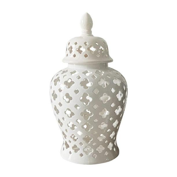 Jarrón de jengibre Jarrón Florero de cerámica con tapa Decoración para el hogar Tarro de almacenamiento Tarro decorativo para el hogar Sala de estar ,