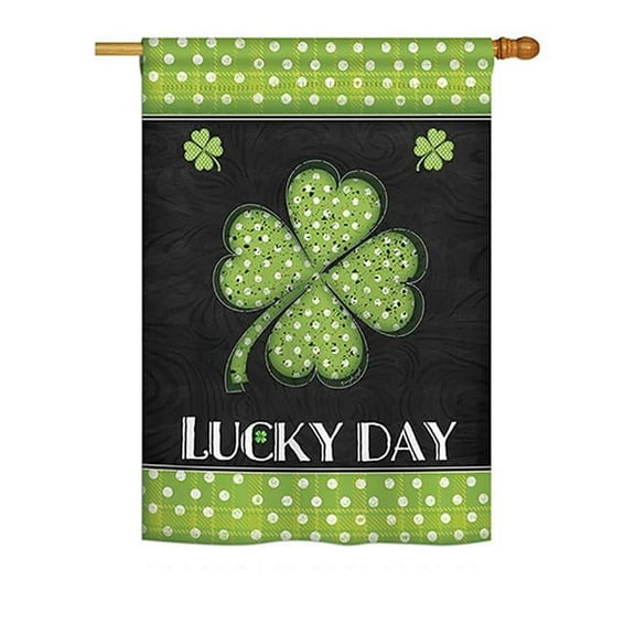 Breeze Decor BD-SA-H-102055-IP-BO-DS02-US 28 x 40 in. Seasonal St. Patrick Impressions Decorative Vertical House Flag - Lucky Day Clover Spring