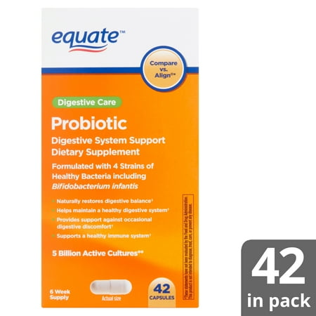 Equate Digestive Care Probiotic Capsules, 42 Count