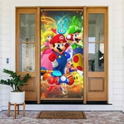 Luigi The Super Mario Bros Door Cover Decorated Banner Tapestry Home Decoration Holiday Party Supplies Door Banner Porch Sign Banner 72.8 x 35.4 Inch