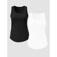 thumbnail image 2 of SHOWMALL Women's Plus Size Tank Tops 2 Pack, Casual Loose Fit Sleeveless Shirts, Basic U-Neck Flowy Summer Tops - Black & White 3X, 2 of 7