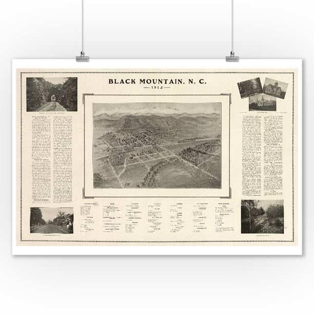 Black Mountain, North Carolina Panoramic Map (9x12 Art Print, Wall