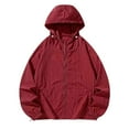 thumbnail image 4 of Arlun Solid Color Lightweight Jackets for Women Casual Outdoor Thin Breathable Loose Hooded for Couples Sun Protection Coats Full Zipper Long Sleeve Fall Outwear Red XL, 4 of 4