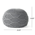 thumbnail image 3 of Noble House Round Plush Fabric Poufs, Gray, 3 of 6