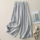 thumbnail image 1 of WILLBEST Pantalones Casuales Para Mujer: Elegantes Pantalones Anchos de Cintura Alta, Holgados, de Lino Fino, Ideales Para Cualquier Ocasión y Viaje. Pantalones de Verano Cómodos y A La Moda., 1 of 3
