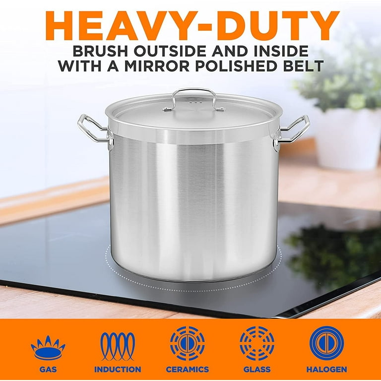 NutriChef Stainless Steel Cookware Soup Pot - 3 Quart, Heavy Duty Induction  Pot, Soup Pot With Lid