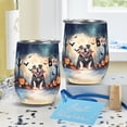 thumbnail image 4 of Happy Halloween Vampire Bulldog BOO with Pumpkins Fun and Spooky 12oz Stainless Steel Wine Tumbler Insulated Cup with Lid Dog Lover Gifts Idea - 00018, 4 of 5