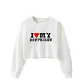 thumbnail image 2 of Okbabeha I Love My Boyfriend Crop Top Heart BF Shirt Y2K Long Sleeve Oversized T-Shirt Cropped Sweatshirt For Women Teen Girl, 2 of 4