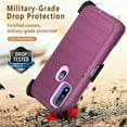 thumbnail image 3 of Xhy Moto G Power 2022 Case with Belt Clip Holster Screen Protector Military Grade Full Body Drop Protection 3 in 1 Rugged Durable Detachable for Motorola Moto G Power Phone-Wine Pink, 3 of 9