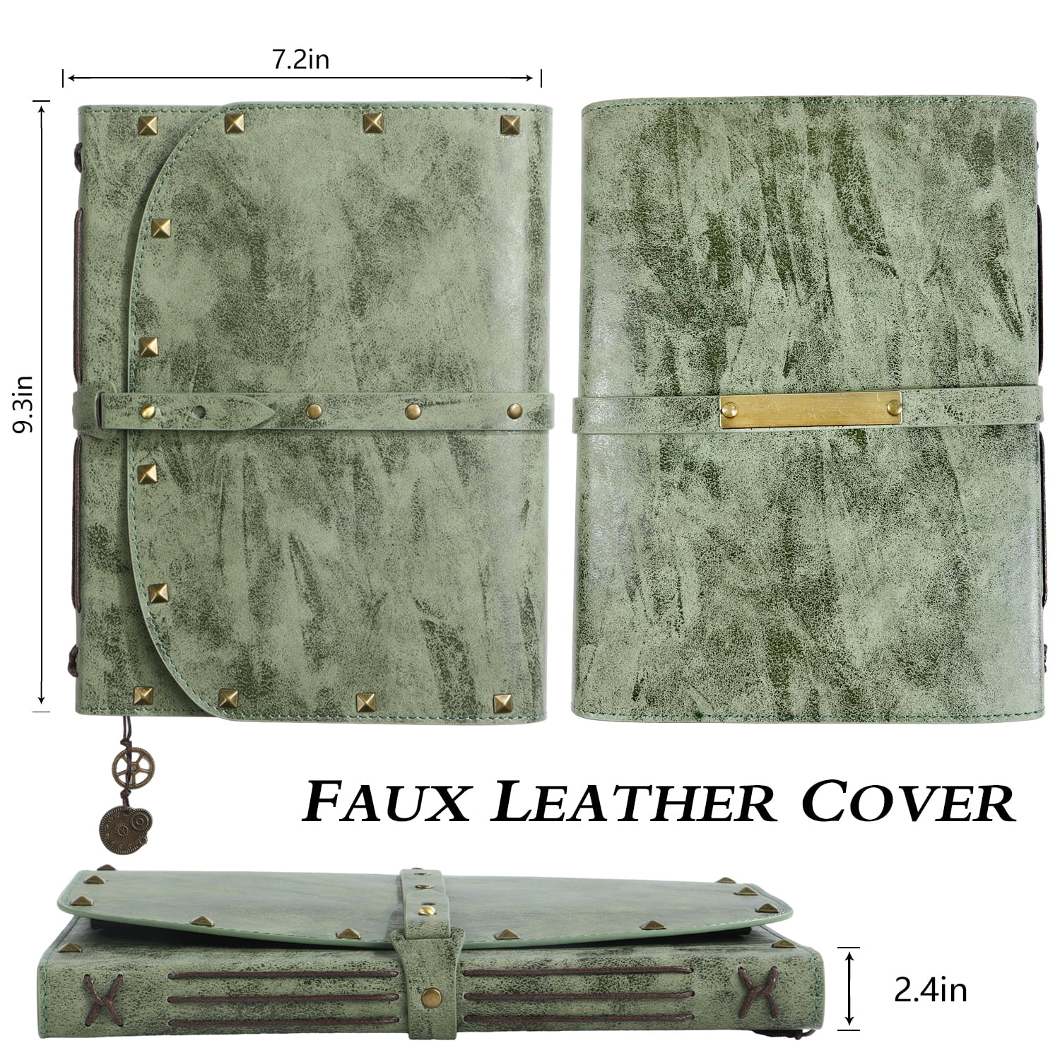 Notebook/Journal for Women Men 288 Pages A5 Hardcover Leather Journals for Writing,Travel,Business,Work & School,College Ruled Notebooks for Note Taking, Diary Notepad 7.3"×9.3" Green color