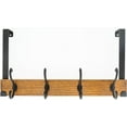 thumbnail image 2 of creathome Dual-Purpose Wooden Hanger with 4 Ring Hooks Classic Color, Behind/Over The Door Towel Rack for Bathroom, Heavy Duty Wall Mounted Coat Rack, No Drilling, 2 of 16