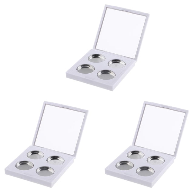 Estuche de maquillaje vacío Baoblaze 3x blanco Cuadrado 4 Ranuras 26 Mm de diámetro