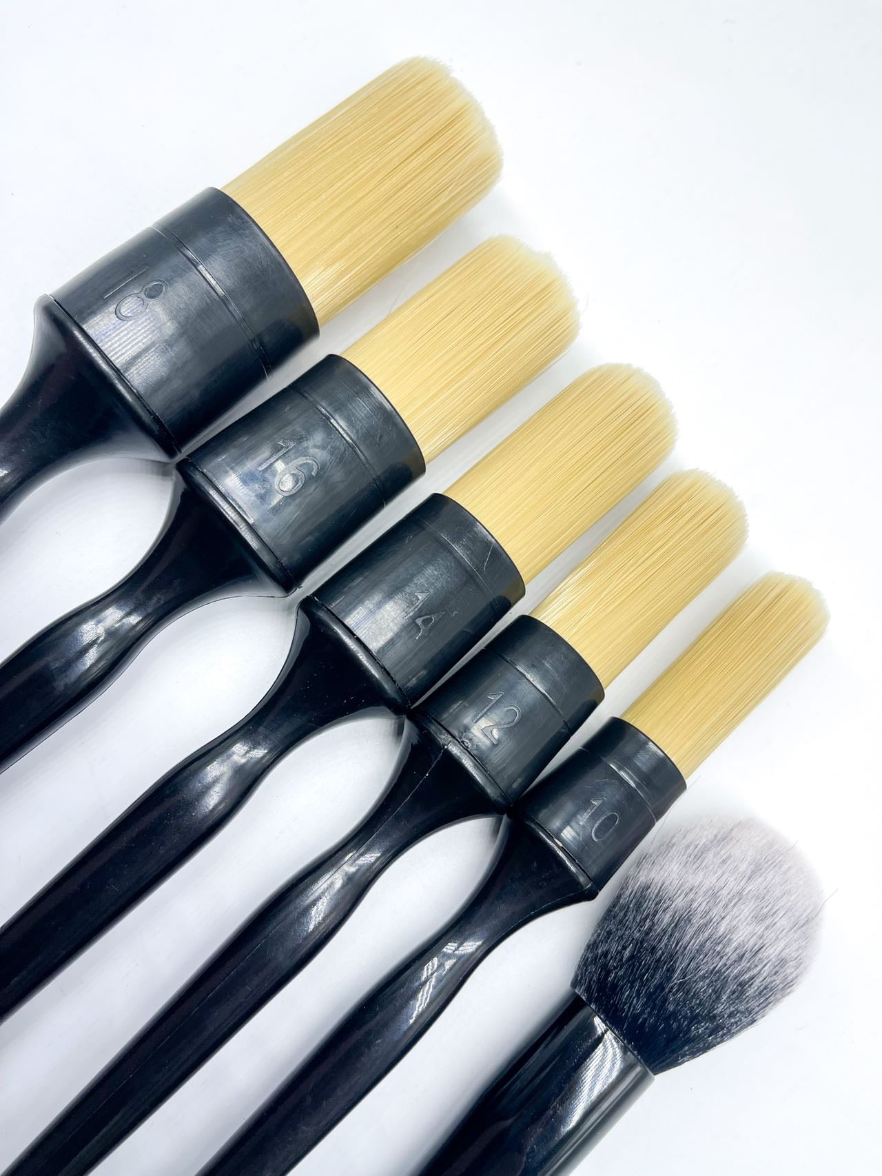 Car Detailing Brush Set, 6 Pack Natural Boars Hair Detailing Brushes