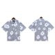 thumbnail image 1 of Camisa de marca de moda DenimTears, camisa de manga corta con solapa informal de verano con estampado de guirnaldas a la moda para hombreGris, 1 of 4