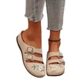 thumbnail image 2 of LTTVQM Orthopedic Sandals for Women Close Toe Arch Support Walking Slippers Slip On Floral Wide Width Sandals for Women Anti-Slip Breathable Sandal Summer Flat Sandals Beige 41(US-8.5), 2 of 9