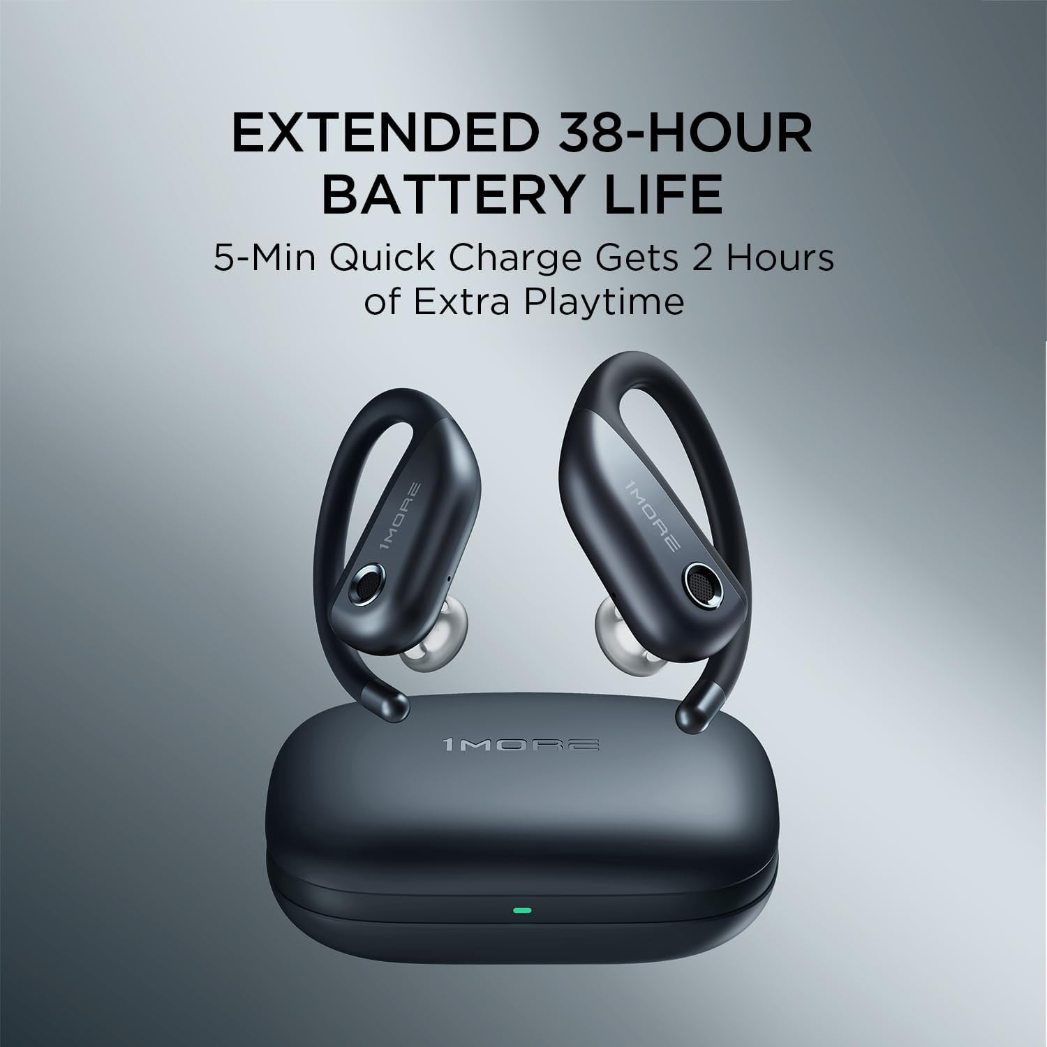 1MORE Fit S50 Open-Ear Wireless Earbuds with Charging Case, 38H Playtime, Gray